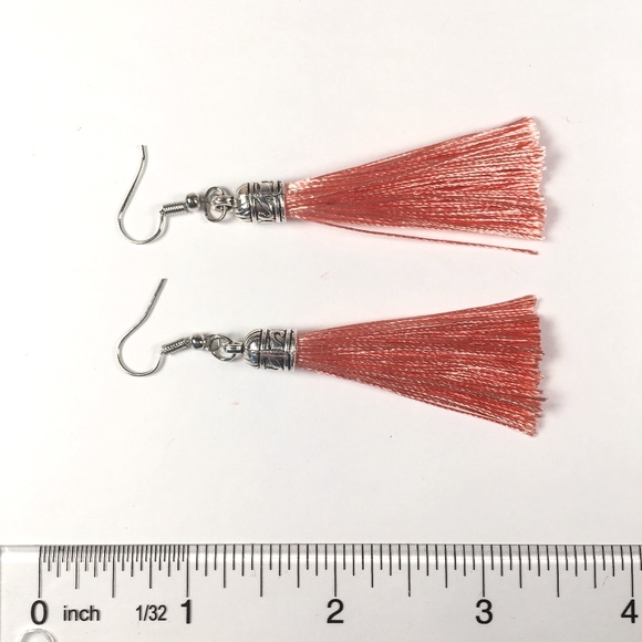 Coral Tassel Drop Earrings - Picture 2 of 3